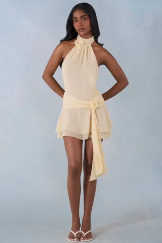 Carolina Neckholder-Minikleid in Buttergelb
