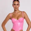Cassandra Vinyl-Corset-Oberteil mit Bügeln in Rosa Cassandra Vinyl-Corset-Oberteil mit Bügeln in Rosa