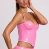 Cassandra Vinyl-Corset-Oberteil mit Bügeln in Rosa Cassandra Vinyl-Corset-Oberteil mit Bügeln in Rosa