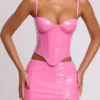 Cassandra Vinyl-Corset-Oberteil mit Bügeln in Rosa Cassandra Vinyl-Corset-Oberteil mit Bügeln in Rosa