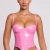 Cassandra Vinyl-Corset-Oberteil mit Bügeln in Rosa Cassandra Vinyl-Corset-Oberteil mit Bügeln in Rosa