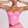 Cassandra Vinyl-Corset-Oberteil mit Bügeln in Rosa Cassandra Vinyl-Corset-Oberteil mit Bügeln in Rosa