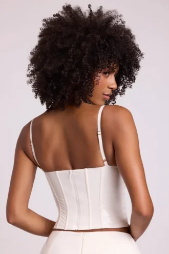 Cassandra Vinyl-Corset-Oberteil mit Bügeln in Weiß