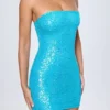 Cassidy Bandeau-Minikleid mit Verzierungen in Türkis Cassidy Bandeau-Minikleid mit Verzierungen in Türkis