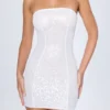 Cassidy verziertes Bandeau-Minikleid in Weiß