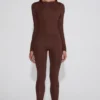 Cassie Leggings aus verziertem Jersey mit hoher Taille in Schokoladenbraun
