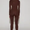Cassie Leggings aus verziertem Jersey mit hoher Taille in Schokoladenbraun