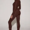 Cassie Leggings aus verziertem Jersey mit hoher Taille in Schokoladenbraun