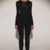Cassie Leggings aus verziertem Jersey mit hoher Taille in Schwarz Cassie Leggings aus verziertem Jersey mit hoher Taille in Schwarz
