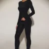 Cassie Leggings aus verziertem Jersey mit hoher Taille in Schwarz Cassie Leggings aus verziertem Jersey mit hoher Taille in Schwarz