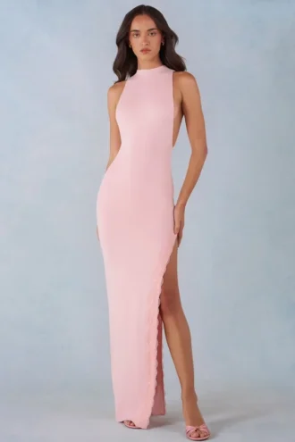 Cataleya Modal-Maxikleid mit Neckholder in Blush Pink
