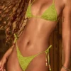 Cebu Charm-Detail String-Bikinihose in Olivgrün