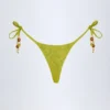 Cebu Charm-Detail String-Bikinihose in Olivgrün