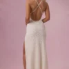 Celinea Maxikleid mit Verzierungen und quadratischem Ausschnitt in Elfenbein