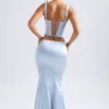 Ceres Mid-Rise Fishtail Maxi-Rock in Hellblau