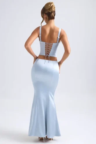 Ceres Mid-Rise Fishtail Maxi-Rock in Hellblau
