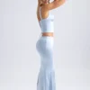 Ceres Mid-Rise Fishtail Maxi-Rock in Hellblau