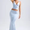 Ceres Mid-Rise Fishtail Maxi-Rock in Hellblau