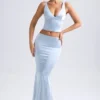 Ceres Mid-Rise Fishtail Maxi-Rock in Hellblau