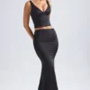 Ceres Mid-Rise Fishtail Maxi Rock in Schwarz