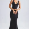 Ceres Mid-Rise Fishtail Maxi Rock in Schwarz