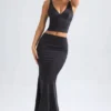 Ceres Mid-Rise Fishtail Maxi Rock in Schwarz