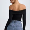 Ceyln Modal-Bodys mit gerafften Schultern in Schwarz Ceyln Modal-Bodys mit gerafften Schultern in Schwarz