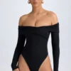 Ceyln Modal-Bodys mit gerafften Schultern in Schwarz Ceyln Modal-Bodys mit gerafften Schultern in Schwarz