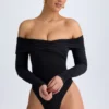 Ceyln Modal-Bodys mit gerafften Schultern in Schwarz Ceyln Modal-Bodys mit gerafften Schultern in Schwarz