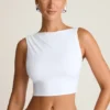 Ceylon Tanktop mit drapiertem Rückenausschnitt in Weiß Ceylon Tanktop mit drapiertem Rückenausschnitt in Weiß