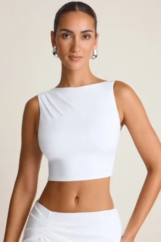 Ceylon Tanktop mit drapiertem Rückenausschnitt in Weiß
