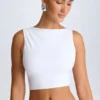 Ceylon Tanktop mit drapiertem Rückenausschnitt in Weiß Ceylon Tanktop mit drapiertem Rückenausschnitt in Weiß