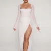 Champel Maxikleid mit Cowl-Ausschnitt und Verzierungen in Elfenbein