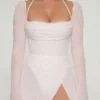 Champel Maxikleid mit Cowl-Ausschnitt und Verzierungen in Elfenbein