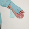 Champel Maxikleid mit verziertem Wasserfallausschnitt in Aqua