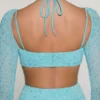 Champel Maxikleid mit verziertem Wasserfallausschnitt in Aqua