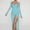 Champel Maxikleid mit verziertem Wasserfallausschnitt in Aqua