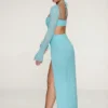 Champel Maxikleid mit verziertem Wasserfallausschnitt in Aqua
