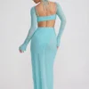 Champel Maxikleid mit verziertem Wasserfallausschnitt in Aqua