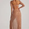 Champel Maxikleid mit verziertem Wasserfallausschnitt in Nude