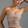 Charnelle Bandeau-Oberteil mit Verzierung in Mandel Charnelle Bandeau-Oberteil mit Verzierung in Mandel