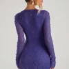 Chelsea verziertes Wickel-A-Linien-Minikleid in Dunkelblau
