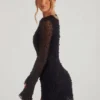 Chelsea verziertes Wickel-A-Linien-Minikleid in Schwarz Chelsea verziertes Wickel-A-Linien-Minikleid in Schwarz