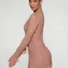 Chelsea verziertes Wickel-Minikleid in A-Linie in Beige