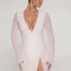 Chelsea verziertes Wickel-Minikleid in A-Linie in Elfenbein