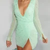 Chelsea verziertes Wickel-Minikleid in A-Linie in Mint Chelsea verziertes Wickel-Minikleid in A-Linie in Mint
