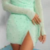 Chelsea verziertes Wickel-Minikleid in A-Linie in Mint Chelsea verziertes Wickel-Minikleid in A-Linie in Mint