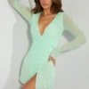 Chelsea verziertes Wickel-Minikleid in A-Linie in Mint Chelsea verziertes Wickel-Minikleid in A-Linie in Mint