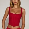 Cherith Lace Soft-Scoop Korsett-Oberteil mit Stäbchen in True Red Cherith Lace Soft-Scoop Korsett-Oberteil mit Stäbchen in True Red