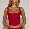 Cherith Lace Soft-Scoop Korsett-Oberteil mit Stäbchen in True Red Cherith Lace Soft-Scoop Korsett-Oberteil mit Stäbchen in True Red